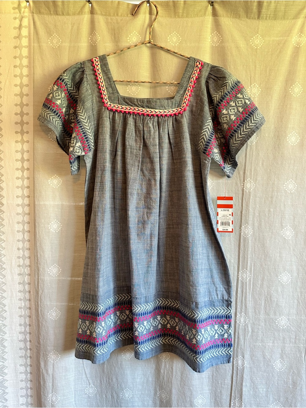 Cat & Jack Gray Tunic Dress with Pink Embroidery
